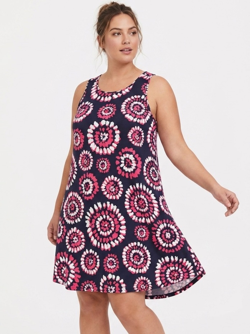 Hatley Trapeze Beach Dress Sleeveless Circular Burst Navy Pink XL - 620